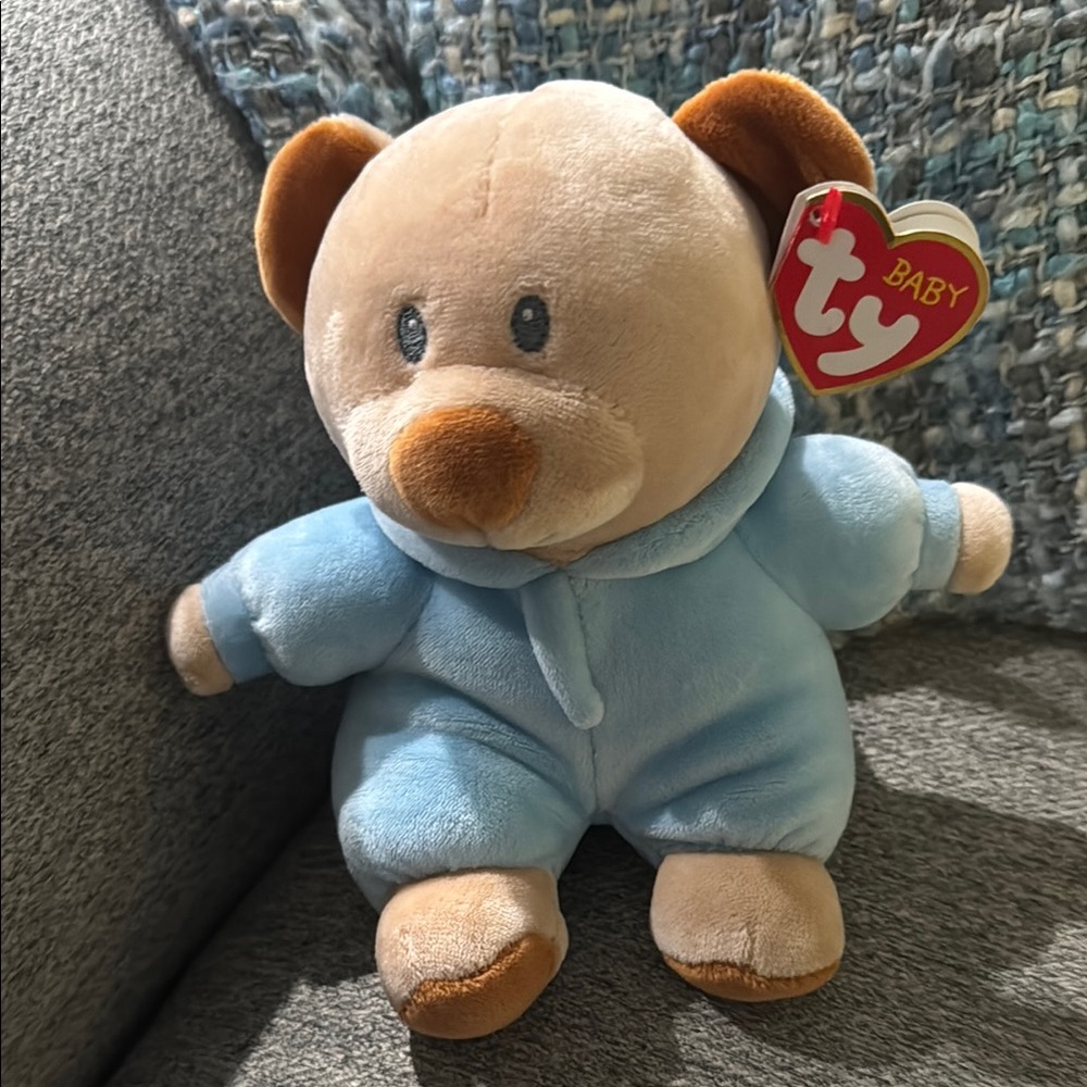 Ty Baby Blue and Brown Teddy Bear